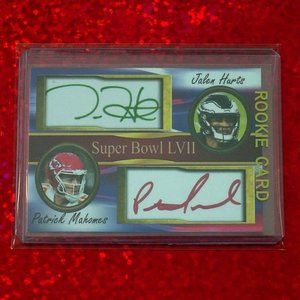 Patrick Mahomes * Jalen Hurts Super Bowl Facsimilie Autograph Card